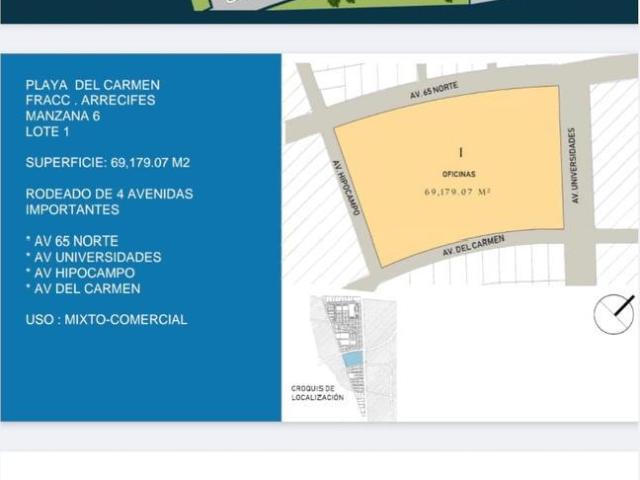 Venta de 7 Hect?reas $5,200 M2, Av. Universidad Con 65, Playa del Carmen, Q. Roo. Clave CLAU134