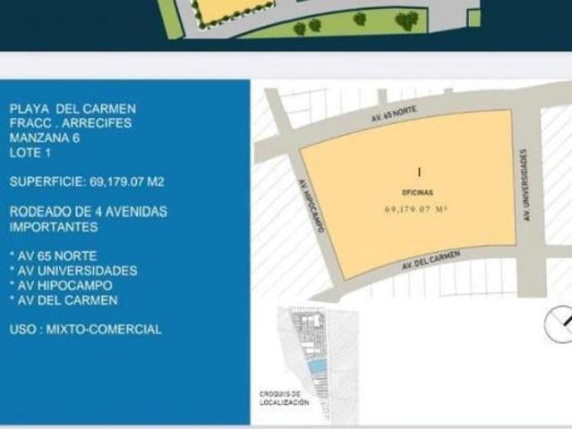 Venta de 7 Hectáreas $5,200 M2, Av. Universidad Con 65, Playa del Carmen, Q. Roo. Clave CLAU134