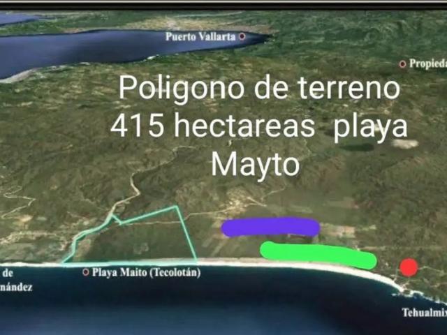Venta de terreno con frente playa mayto tecolotan puerto val