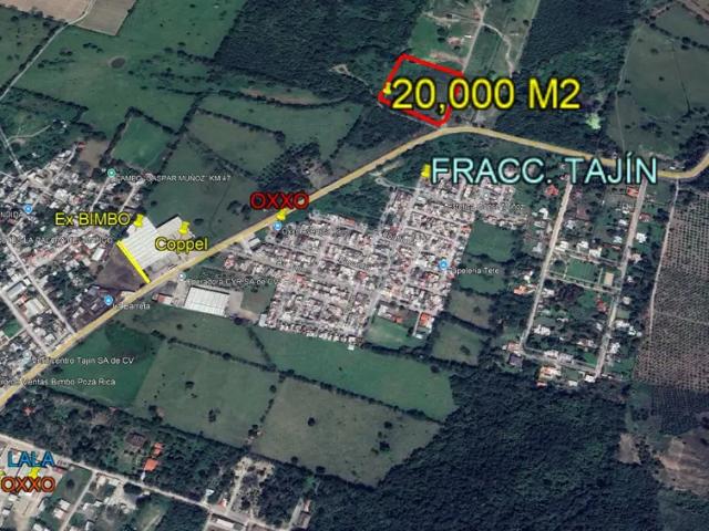 Venta de Terreno de 2 Hectáreas frente a Fracc. Tajín, Poza Rica, Veracruz