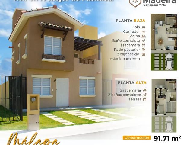 VENTA DE CASA NUEVA EN FRACC. REAL MADEIRA MOD. MÁLAGA, EN PACHUCA HGO
