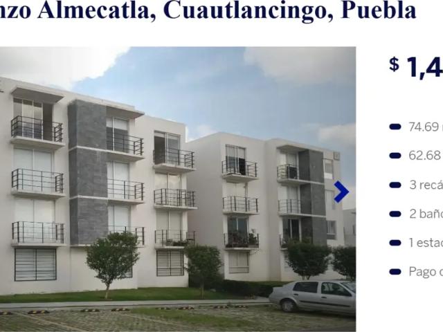 VENTA DE DEPARTAMENTO DE OPORTUNIDAD, ADJUDICADO POR INSTITUCIÓN BANCARIA, CUAUTLANCINGO,PUEBLA