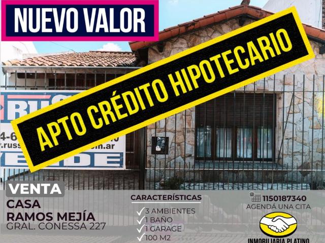Venta de espectacular Casa 3 ambientes en La Matanza Ramos Mejía