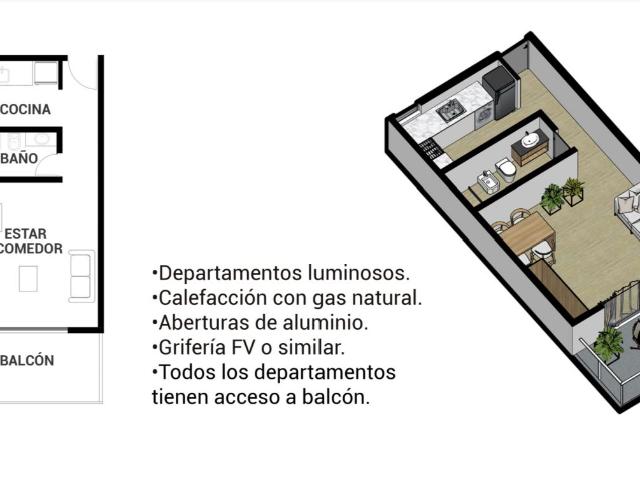 Venta de espectacular Departamento 1 ambiente en Juana Koslay