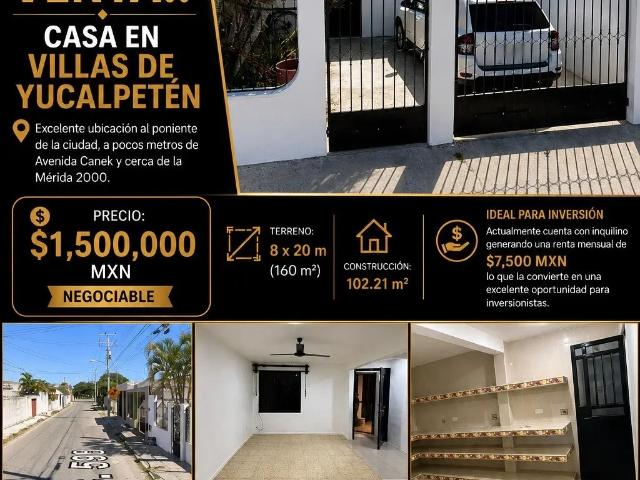 Venta decasa ne villasdeyucalpeten merida Yucatan