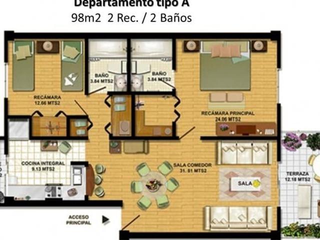 Venta Departamento 2 recámaras PB, cerca de la playa, Diamante Lakes, frente a arena GNP