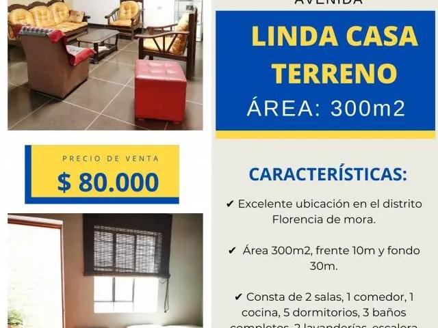 VENTA LINDA CASA TERRENO CON 300 M2 Y A UN PASO DE LA AVENIDA