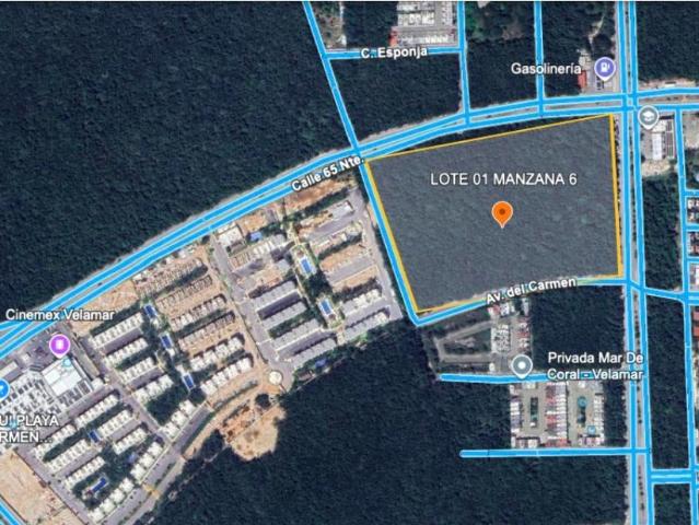 Venta Macrolote de 69,179 m? con cuatro frentes sobre principales avenidas Playa del Carmen