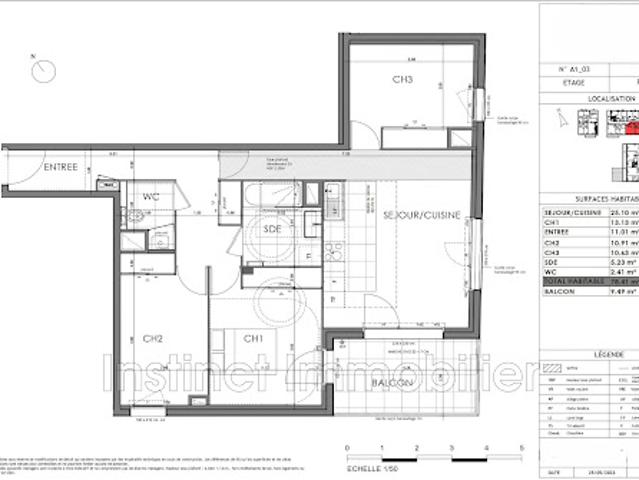 Vente Appartement 4 pièces 78.41 m2 Rennes