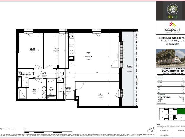 Vente appartement 4 pièces Saint Brieuc La Ville Oger, La Croix St Lambert, Beauvallon 22