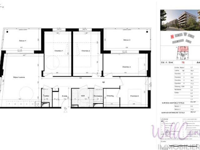 Vente Appartement 5 pièces 97 m2 Cognin