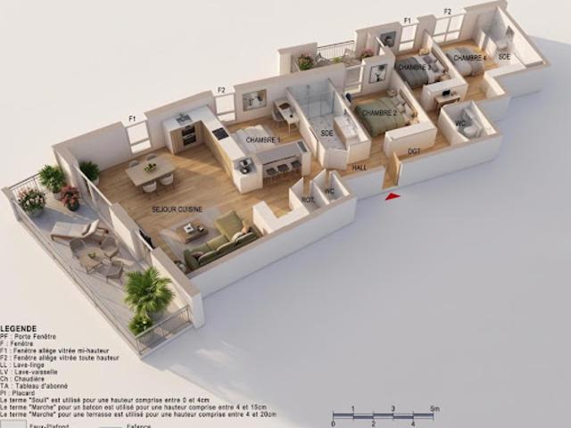 Vente Appartement 5 pièces 112.55 m2 La Madeleine