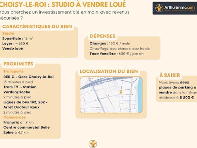 Vente Appartement 1 pièce 16 m2 Choisy le Roi