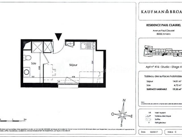 Vente Appartement 1 pièce 19.53 m2 Amiens