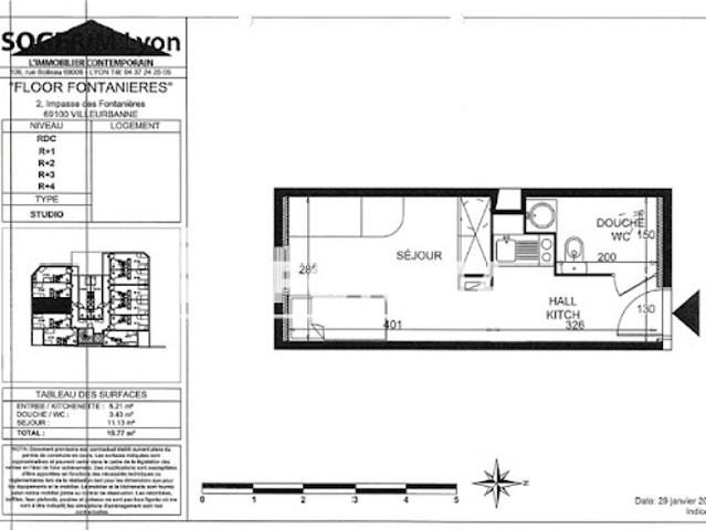 Vente Appartement 1 pièce 19.77 m2 Villeurbanne