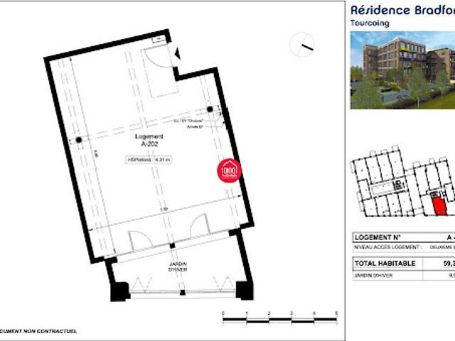 Vente Appartement 1 pièce 59.32 m2 Tourcoing