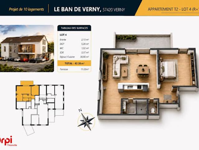 Vente Appartement 2 pièces 42 m2 Verny
