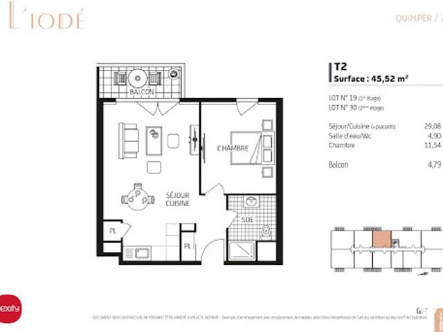 Vente Appartement 2 pièces 45 m2 Quimper