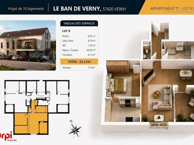 Vente Appartement 2 pièces 53 m2 Verny