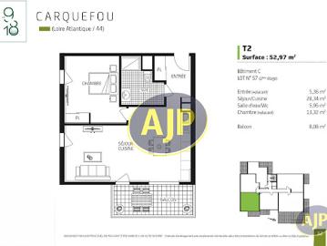Vente Appartement 2 pièces 52.97 m2 Carquefou