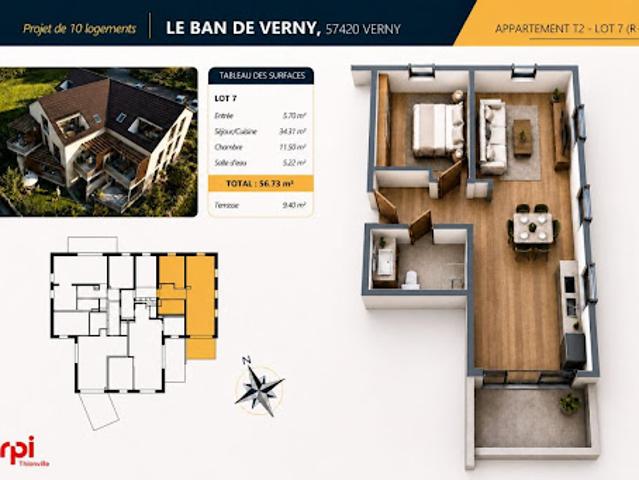 Vente Appartement 2 pièces 56 m2 Verny