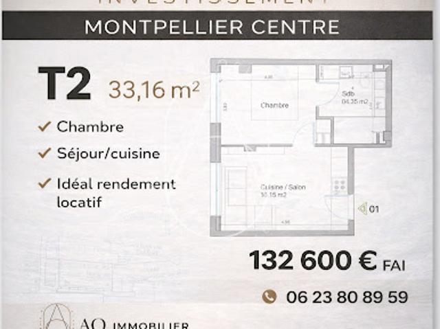 Vente Appartement 2 pièces 33 m2 Montpellier
