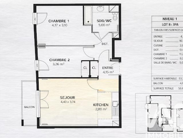 Vente Appartement 3 pièces 53 m2 Argenteuil