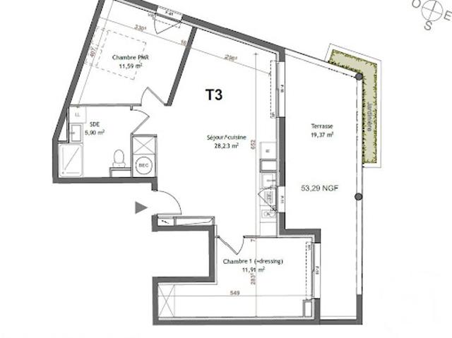 Vente Appartement 3 pièces 57.63 m2 Montpellier