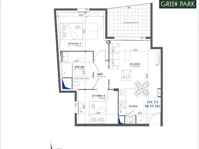Vente Appartement 3 pièces 58.55 m2 Toulon