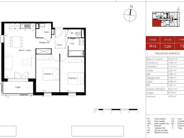 Vente Appartement 3 pièces 63.51 m2 Pradines