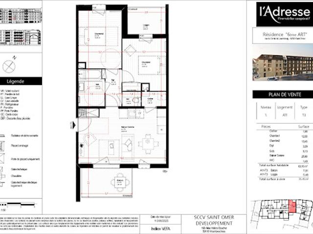 Vente Appartement 3 pièces 63.16 m2 Saint Omer