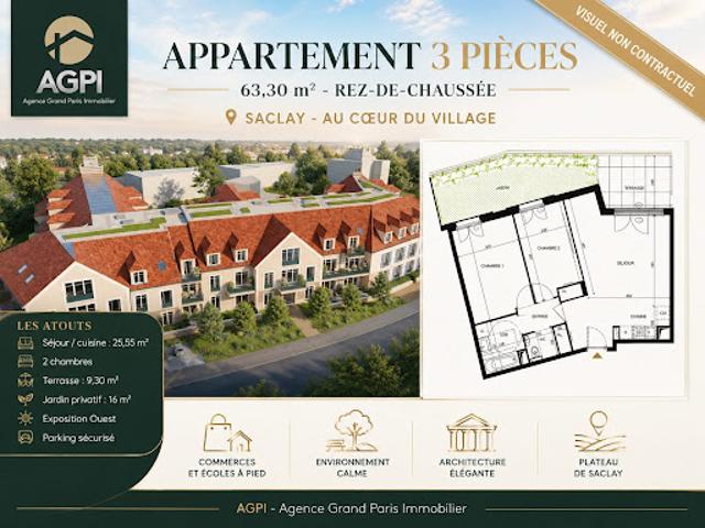 Vente Appartement 3 pièces 63.3 m2 Saclay