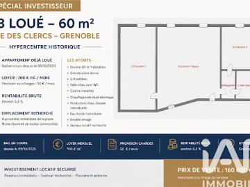 Vente Appartement 3 pièces 60 m2 Grenoble