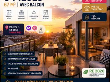 Vente Appartement 3 pièces 67 m2 Les Lilas