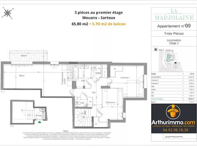 Vente Appartement 3 pièces 65.8 m2 Mouans Sartoux