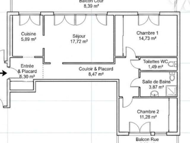 Vente Appartement 3 pièces 68.75 m2 Paris 20ème