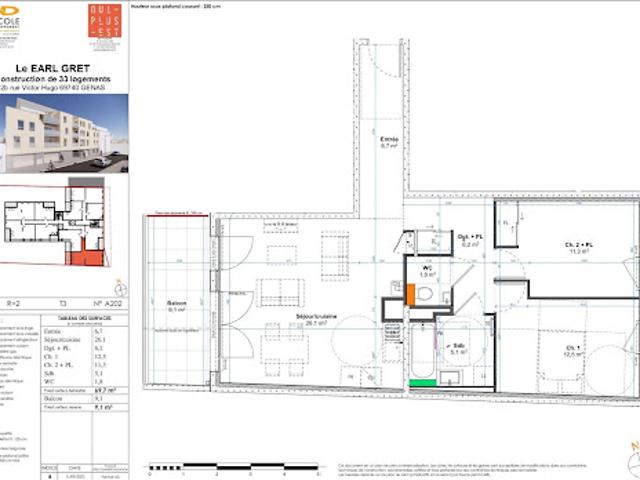 Vente Appartement 3 pièces 69 m2 Genas