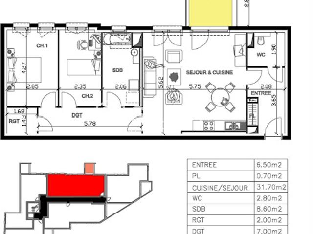 Vente Appartement 3 pièces 83 m2 Lexy