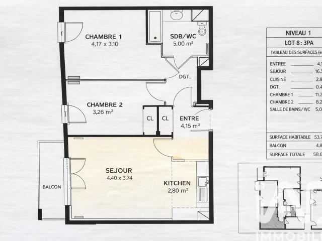 Vente Appartement 3 pièces