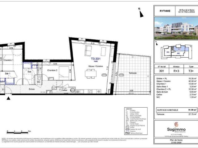Vente appartement 3 pièces Treillières 44