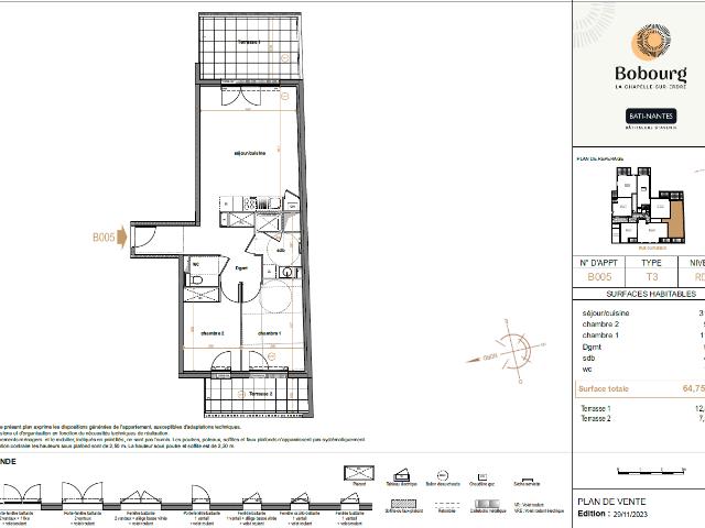 Vente appartement 3 pièces La Chapelle sur Erdre 44