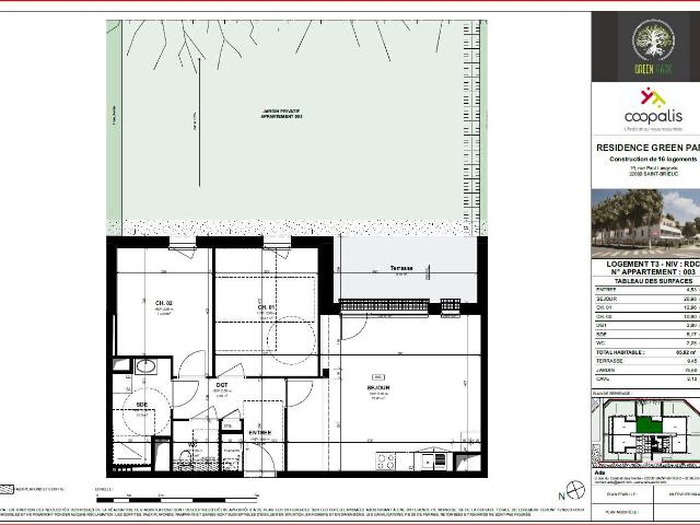 Vente appartement 3 pièces Saint Brieuc La Ville Oger, La Croix St Lambert, Beauvallon 22