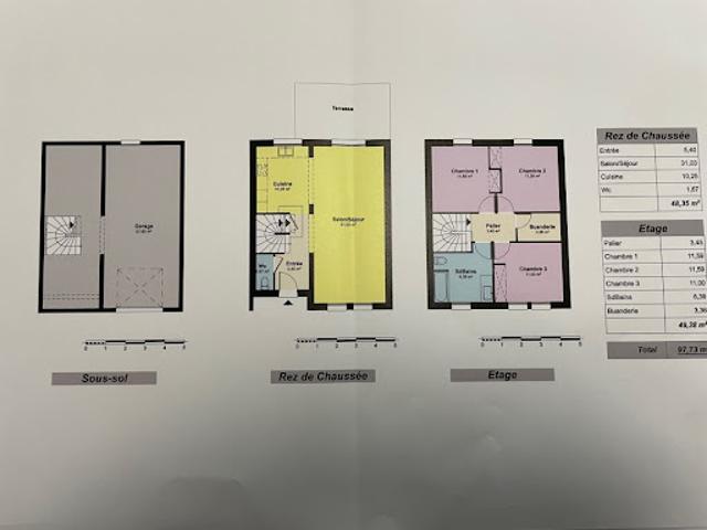 Vente Maison 3 pièces 90 m2 Herserange