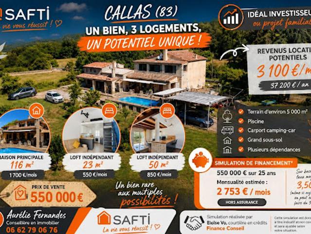 Vente Maison 7 pièces 199 m2 Callas