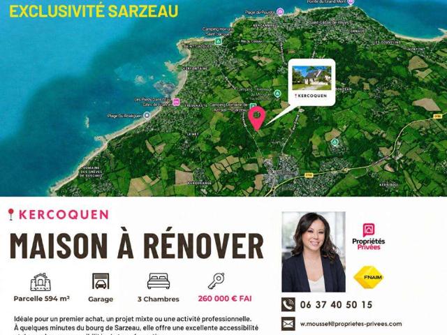 Vente maison 5 pièces Sarzeau Campagne Atlantique 56