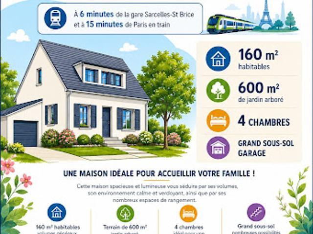 Vente Maison 6 pièces 160 m2 Saint Brice sous Forêt
