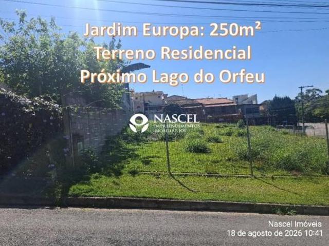VENDA Excelente Terreno de 250 m² no Jardim Europa – Próximo ao Lago do Orfeu e Av. Europa