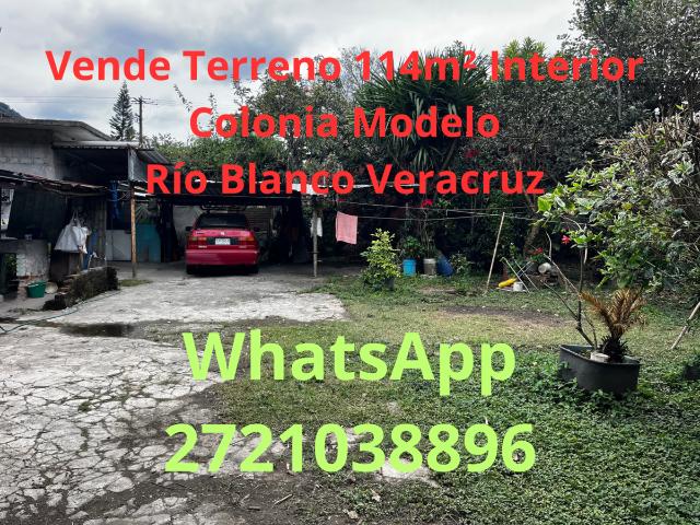 Vende Terreno 114m² Interior Colonia Modelo Río Blanco Veracruz