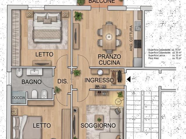 vendita via achille grandi trilocale 100mq