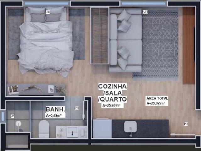 Vendo Apartamento com 1 quarto e 22 m² à venda em Hauer